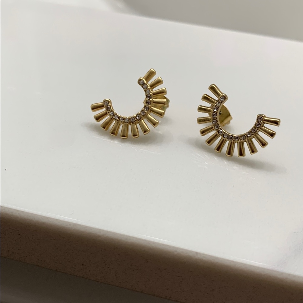 lucky brand Gold-Tone Pavé Sunburst Drop Earrings